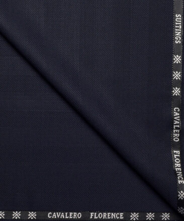 Cavalero Italy Super 120's Striped 30% Wool Suiting Fabric (Dark Navy Blue)