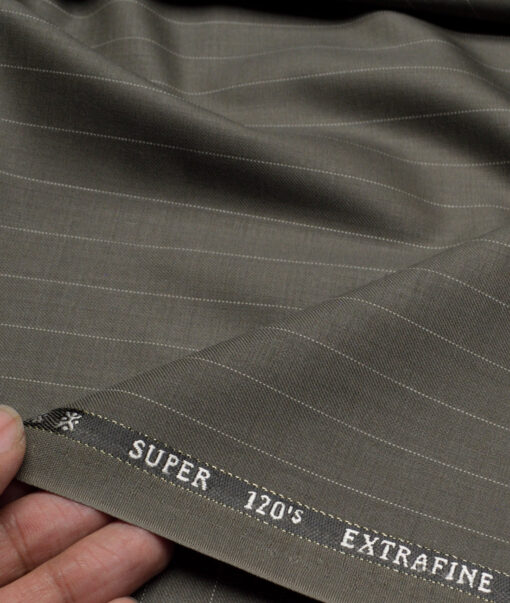 Cavalero Italy Super 120's Striped 30% Wool Suiting Fabric (Hemlock Green)