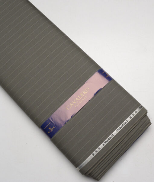 Cavalero Italy Super 120's Striped 30% Wool Suiting Fabric (Hemlock Green)