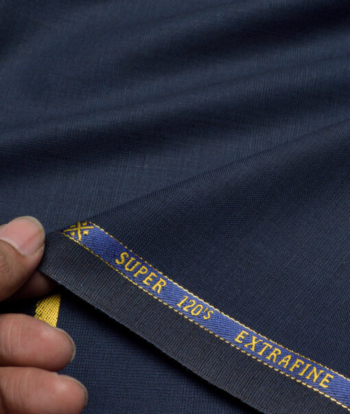 Cavalero Italy Super 120's Checks 60% Wool Suiting Fabric (Dark Blue)
