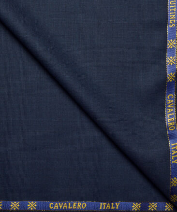 Cavalero Italy Super 120's Checks 60% Wool Suiting Fabric (Dark Blue)