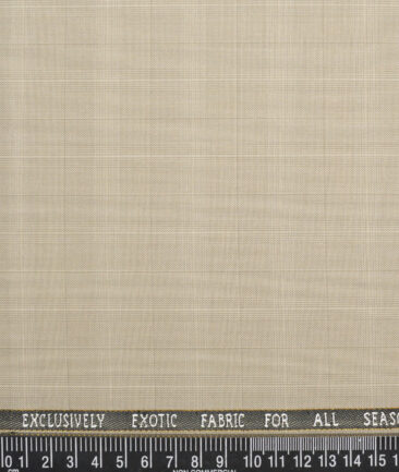 J.Hampstead Super 100's Checks 20% Wool Suiting Fabric (Beige)