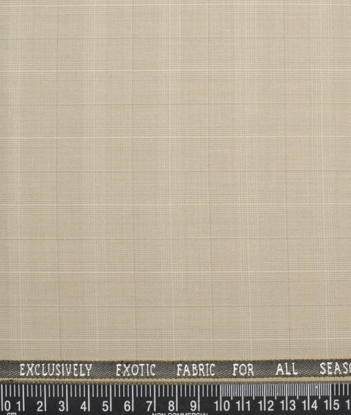 J.Hampstead Super 100's Checks 20% Wool Suiting Fabric (Beige)