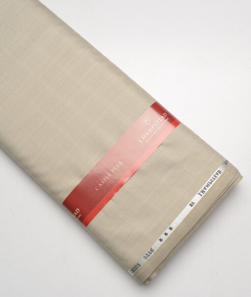 J.Hampstead Super 100's Checks 20% Wool Suiting Fabric (Beige)