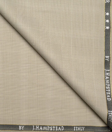 J.Hampstead Super 100's Checks 20% Wool Suiting Fabric (Beige)
