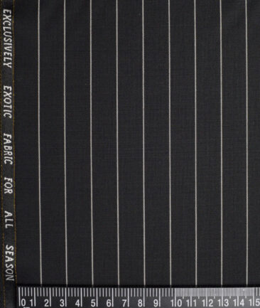 J.Hampstead Super 100's Striped 20% Wool Suiting Fabric (Black)
