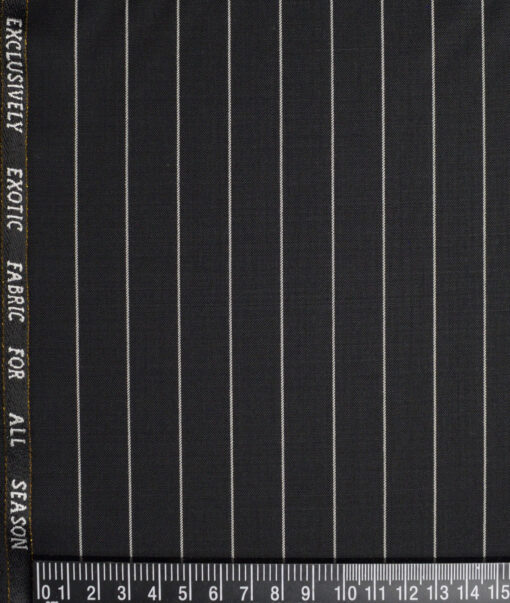 J.Hampstead Super 100's Striped 20% Wool Suiting Fabric (Black)