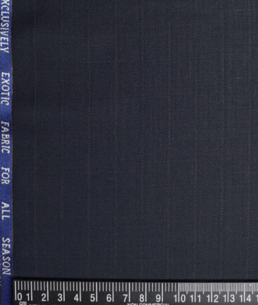 J.Hampstead Super 100's Striped 20% Wool Suiting Fabric (Dark Blue)
