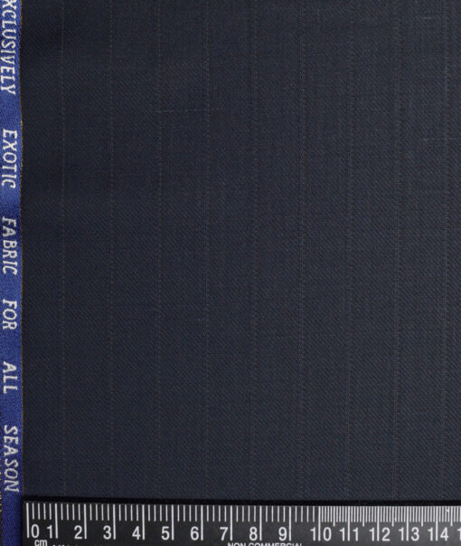 J.Hampstead Super 100's Striped 20% Wool Suiting Fabric (Dark Blue)