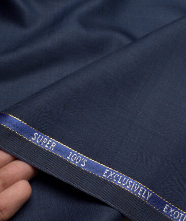 J.Hampstead Super 100's Checks 20% Wool Suiting Fabric (Dark Blue)