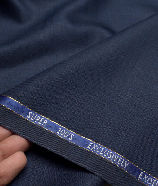 J.Hampstead Super 100's Checks 20% Wool Suiting Fabric (Dark Blue)