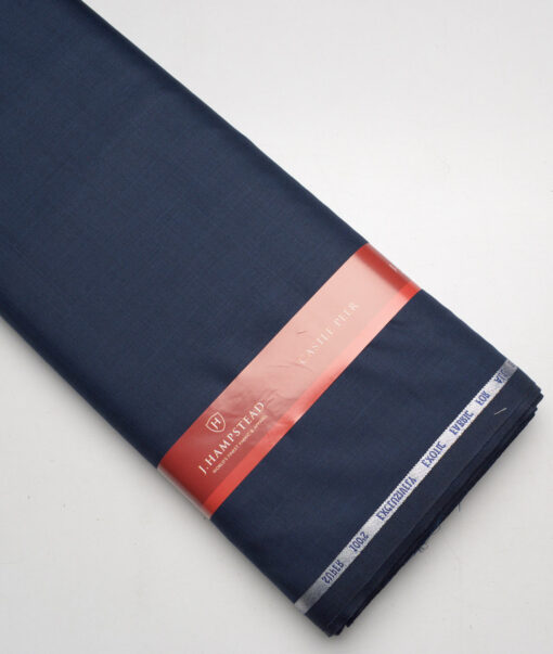 J.Hampstead Super 100's Checks 20% Wool Suiting Fabric (Dark Blue)