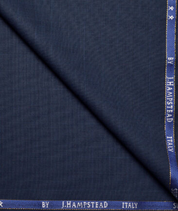J.Hampstead Super 100's Checks 20% Wool Suiting Fabric (Dark Blue)