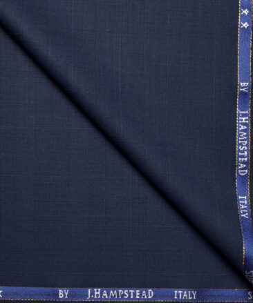 J.Hampstead Super 100's Checks 20% Wool Suiting Fabric (Dark Blue)