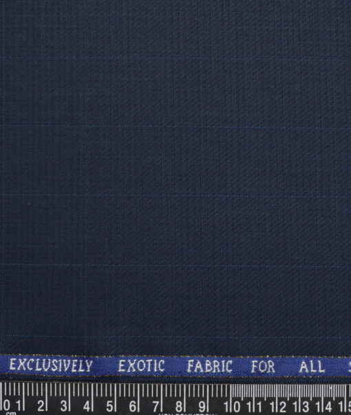J.Hampstead Super 100's Checks 20% Wool Suiting Fabric (Dark Blue )