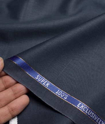 J.Hampstead Super 100's Striped 20% Wool Suiting Fabric (Dark Blue)