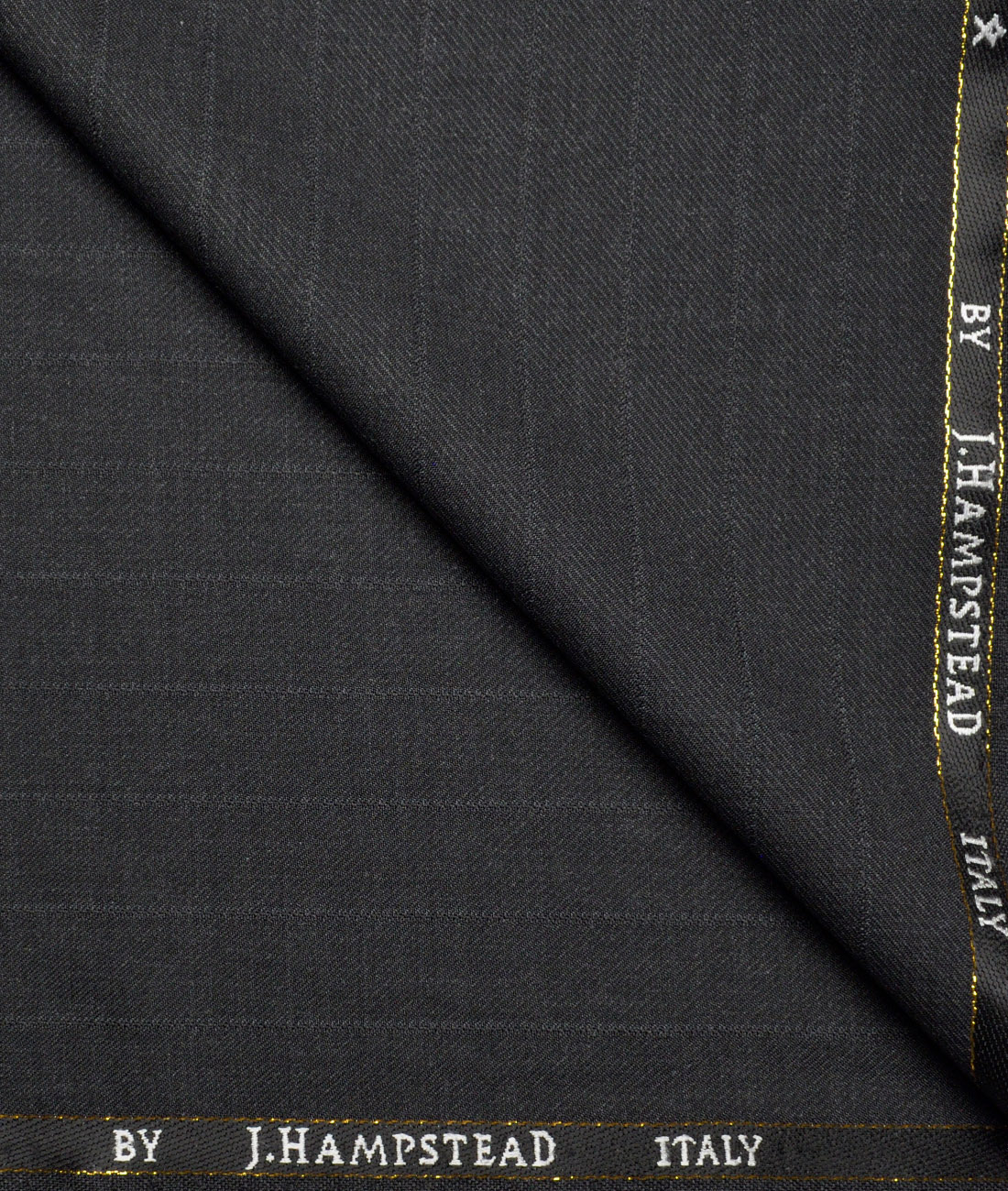 J.Hampstead Super 100's Striped 20% Wool Suiting Fabric (Dark Grey) J.Hampstead Super 100's Striped 20% Wool Suiting Fabric (Dark Grey)