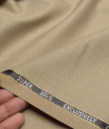 J.Hampstead Super 100's Structured 20% Wool Suiting Fabric (Fawn Beige)