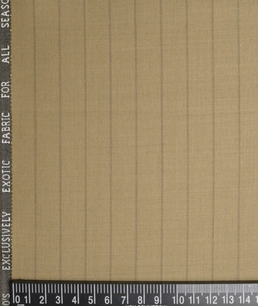 J.Hampstead Super 100's Striped 20% Wool Suiting Fabric (Khakhi Brown)
