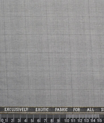 J.Hampstead Super 100's Checks 20% Wool Suiting Fabric (Light Grey)