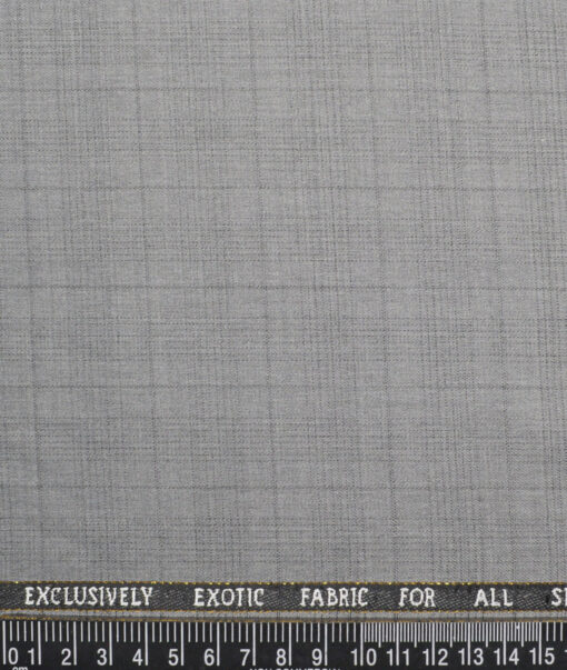 J.Hampstead Super 100's Checks 20% Wool Suiting Fabric (Light Grey)