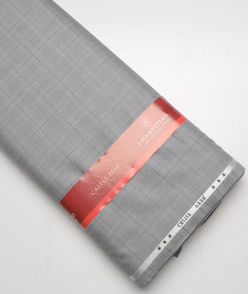 J.Hampstead Super 100's Checks 20% Wool Suiting Fabric (Light Grey)