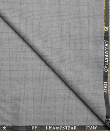 J.Hampstead Super 100's Checks 20% Wool Suiting Fabric (Light Grey)