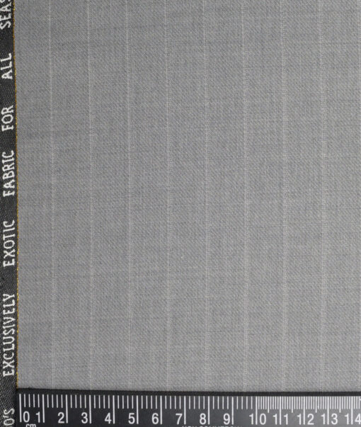 J.Hampstead Super 100's Striped 20% Wool Suiting Fabric (Light Grey)
