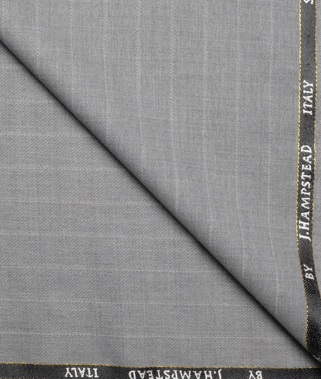 J.Hampstead Super 100's Striped 20% Wool Suiting Fabric (Light Grey) J.Hampstead Super 100's Striped 20% Wool Suiting Fabric (Light Grey)