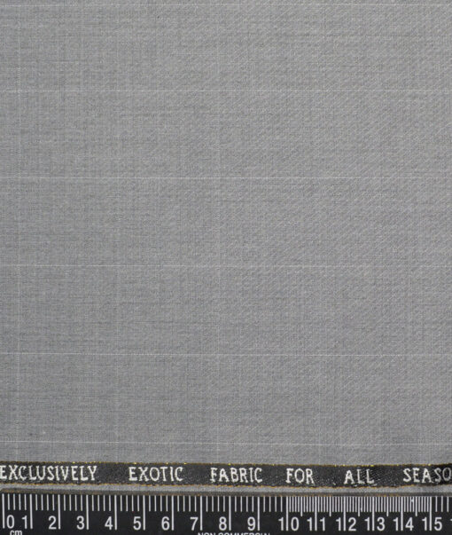 J.Hampstead Super 100's Checks 20% Wool Suiting Fabric (Light Grey)