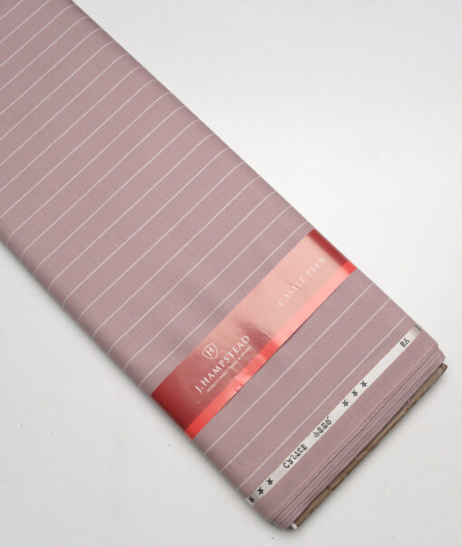 J.Hampstead Super 100's Striped 20% Wool Suiting Fabric (Light Mauve)