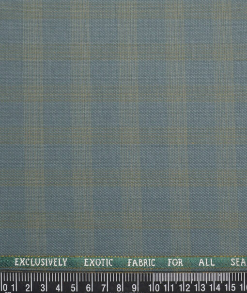 J.Hampstead Super 100's Checks 20% Wool Suiting Fabric (Teal Green)