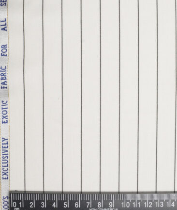 J.Hampstead Super 100's Striped 20% Wool Suiting Fabric (Off-White)