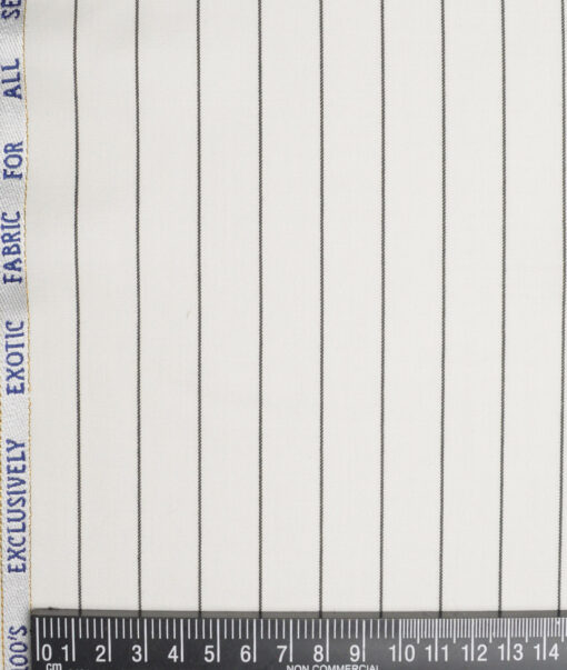 J.Hampstead Super 100's Striped 20% Wool Suiting Fabric (Off-White)