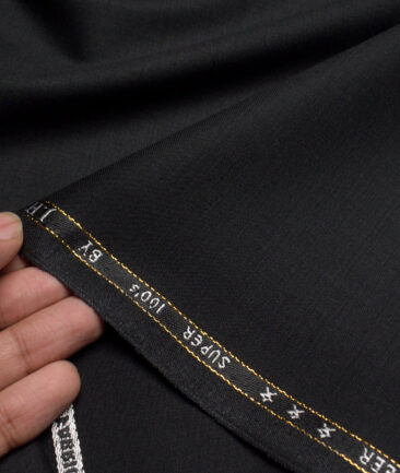J.Hampstead Super 100's Solids 16% Wool Stretchable Suiting Fabric (Black)