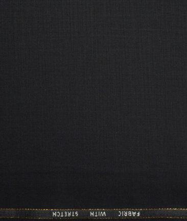 J.Hampstead Super 100's Solids 16% Wool Stretchable Suiting Fabric (Black)