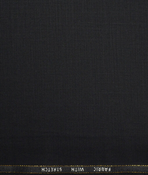 J.Hampstead Super 100's Solids 16% Wool Stretchable Suiting Fabric (Black)
