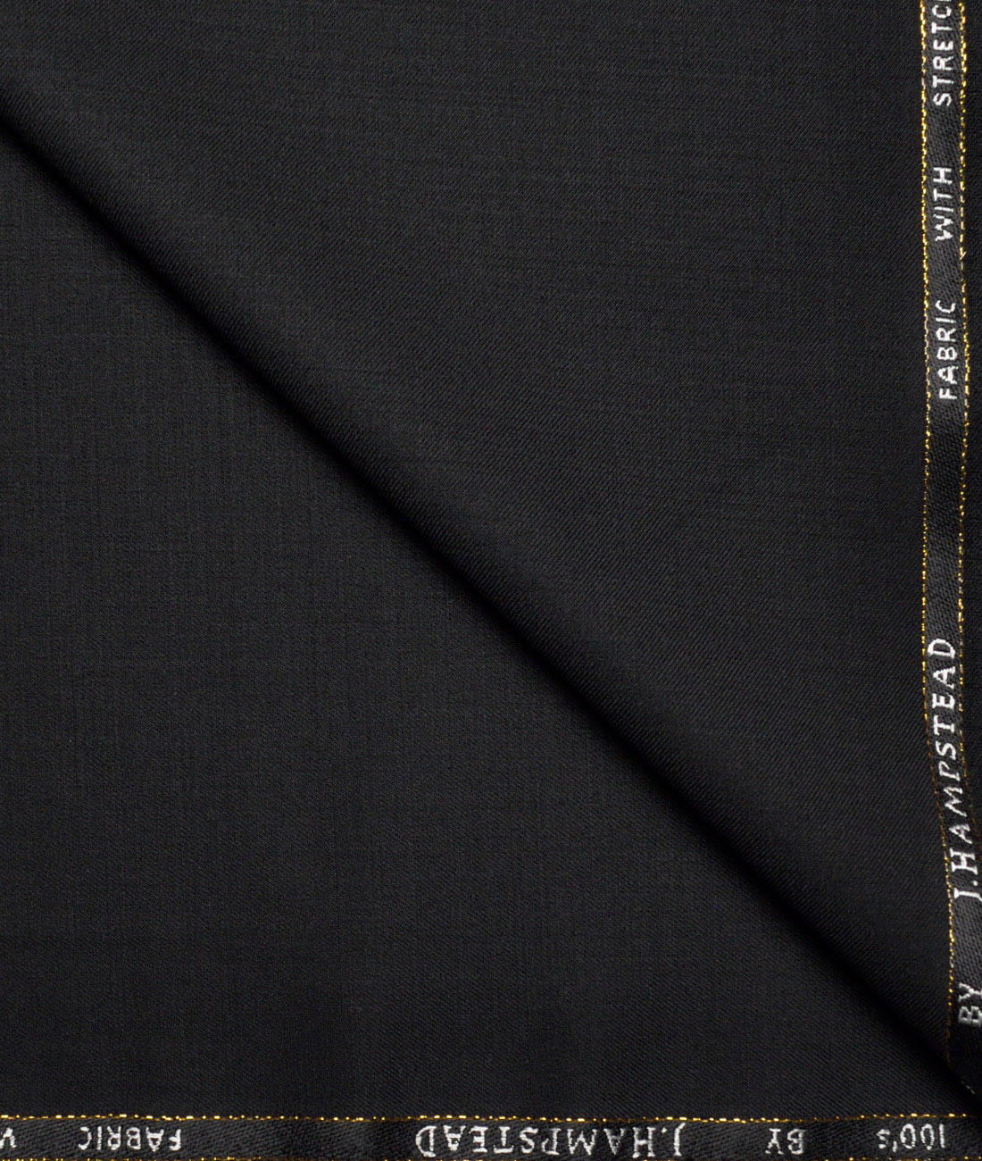 J.Hampstead Super 100's Solids 16% Wool Stretchable Suiting Fabric (Black) J.Hampstead Super 100's Solids 16% Wool Stretchable Suiting Fabric (Black)