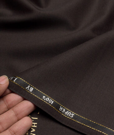 J.Hampstead Super 100's Solids 16% Wool Stretchable Suiting Fabric (Dark Chocolate Brown)