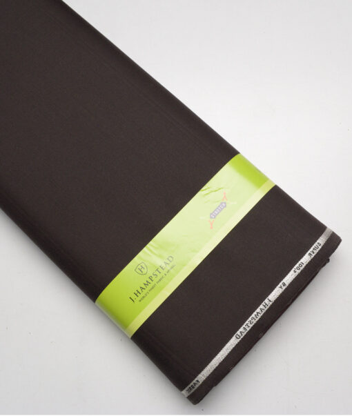 J.Hampstead Super 100's Solids 16% Wool Stretchable Suiting Fabric (Dark Chocolate Brown)