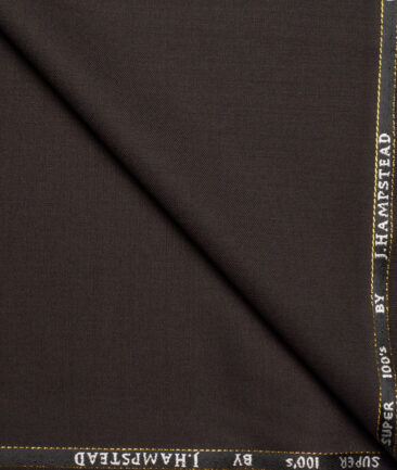 J.Hampstead Super 100's Solids 16% Wool Stretchable Suiting Fabric (Dark Chocolate Brown)