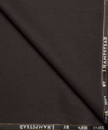 J.Hampstead Super 100's Solids 16% Wool Stretchable Suiting Fabric (Dark Chocolate Brown)