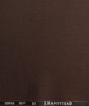 J.Hampstead Super 100's Solids 16% Wool Stretchable Suiting Fabric (Dark Copper Brown)