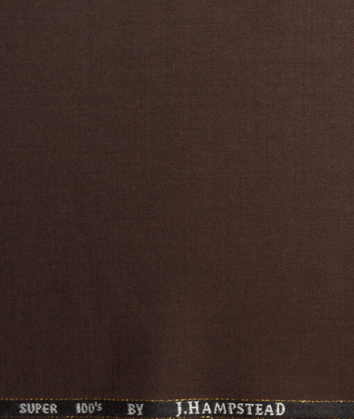 J.Hampstead Super 100's Solids 16% Wool Stretchable Suiting Fabric (Dark Copper Brown)