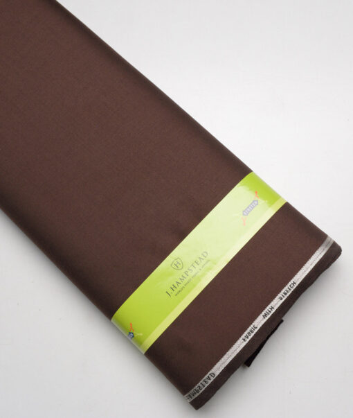 J.Hampstead Super 100's Solids 16% Wool Stretchable Suiting Fabric (Dark Copper Brown)