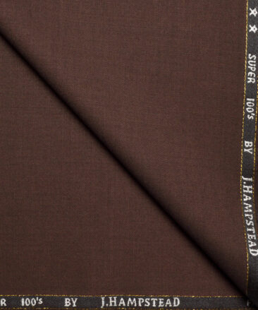 J.Hampstead Super 100's Solids 16% Wool Stretchable Suiting Fabric (Dark Copper Brown)