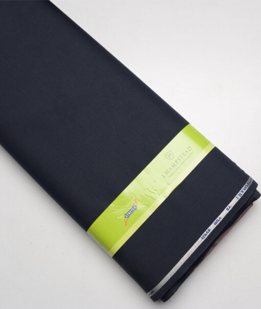 J.Hampstead Super 100's Solids 16% Wool Stretchable Suiting Fabric (Dark Navy Blue)