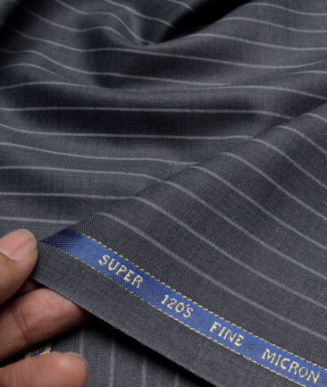 J.Hampstead Super 120's Striped 30% Wool Suiting Fabric (Grey)
