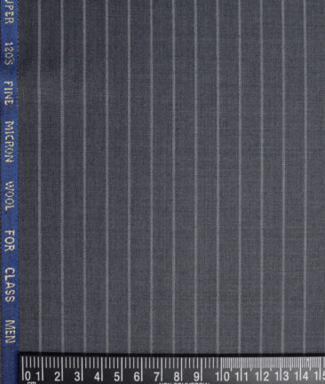 J.Hampstead Super 120's Striped 30% Wool Suiting Fabric (Grey)