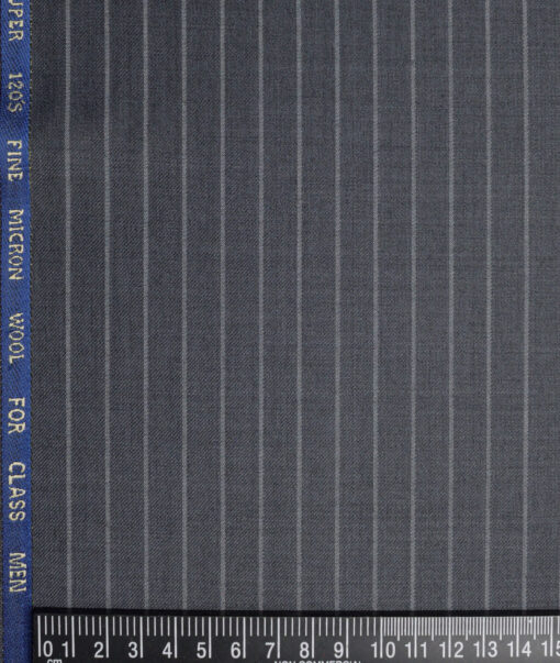 J.Hampstead Super 120's Striped 30% Wool Suiting Fabric (Grey)